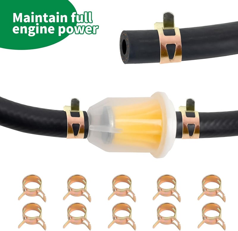 wyevee 5/16 inch- 2m/ 6 Feet Fuel Line Hose with 2 Gas Inline Fuel Filters and 10 Mini Fuel Hose Clamps Adjustable Kit, Suitable for Mowers Tractors Snow Blowers Dirt Bikes and Most Fuel Lines Engines - Image 4